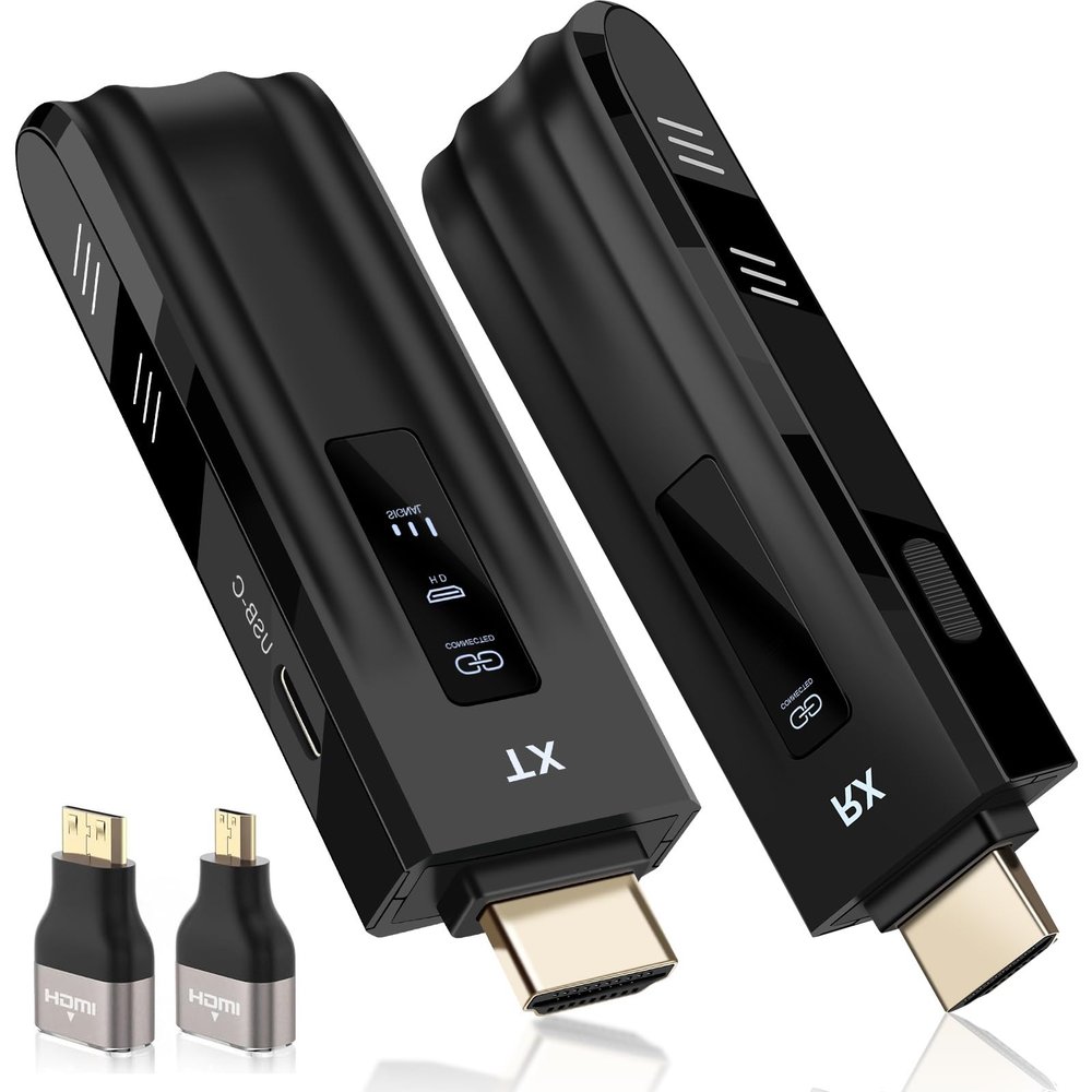 Beyn 2026 Wireless HDMI Transmitter and Receiver, 1080P@60Hz Output with 4K Decode, Up to 328ft Range, Plug & Play for Laptop to TV, Projector, Monitor(Obsidian Black)