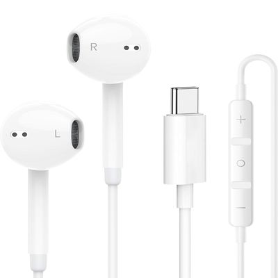 1Pack USB-C Wired Earphones for iPhone 15 16 Headphones with Type-C Connector Ear Burd Wired Earbuds with Mic & Volume Control Compatible with iPhone 16e/16 Pro/15 Pro Max/15Plus/Android/S25 S24 Ultra