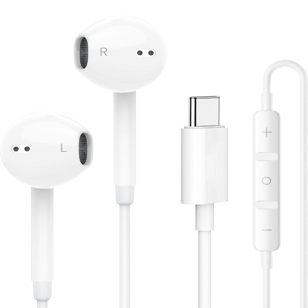 1Pack USB-C Wired Earphones for iPhone 15 16 Headphones with Type-C Connector Ear Burd Wired Earbuds with Mic & Volume Control Compatible with iPhone 16e/16 Pro/15 Pro Max/15Plus/Android/S25 S24 Ultra