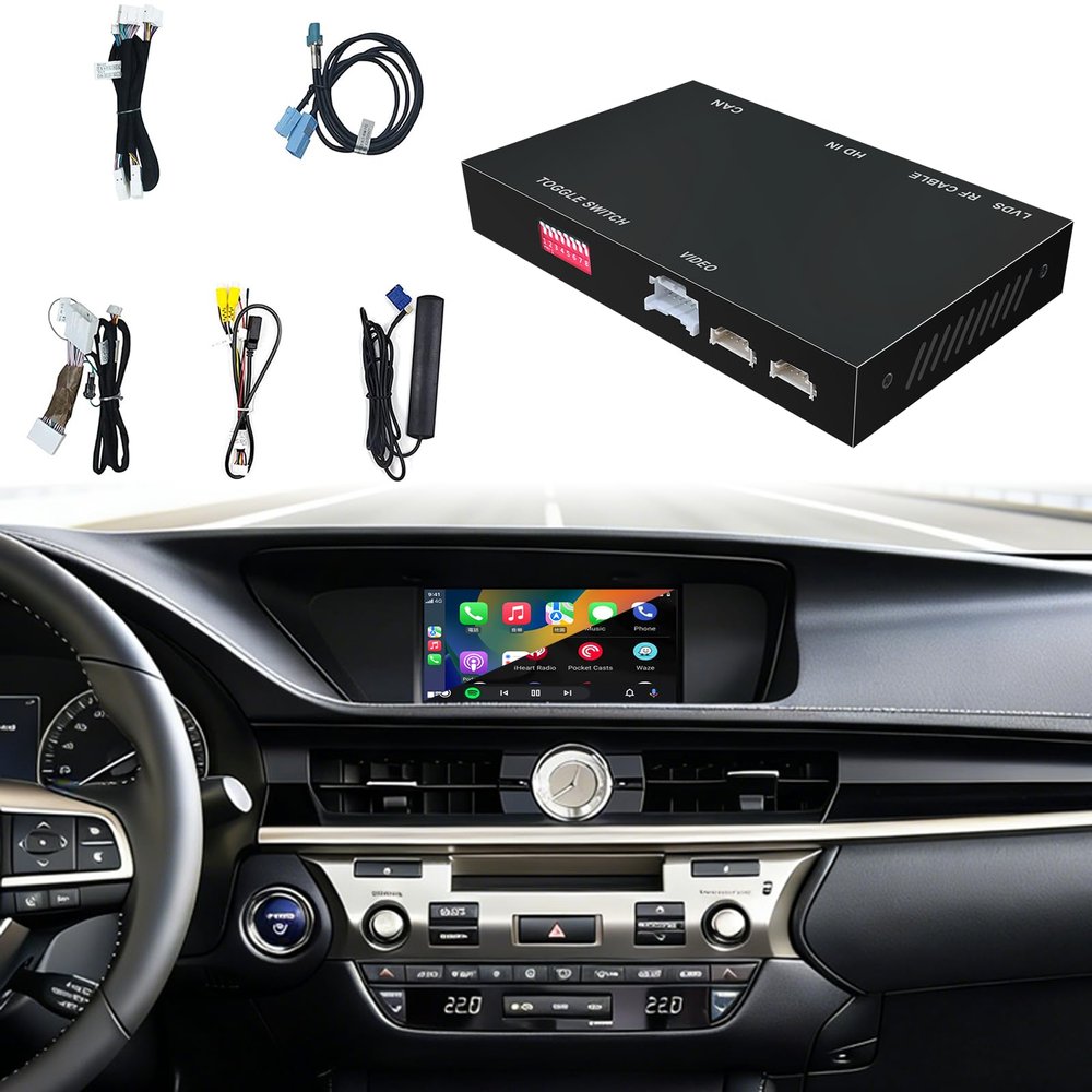 Wireless CarPlay Android Auto Decoder Retrofit Kits Compatible with Lexus ES200 ES250 ES260 ES300 ES350 for Knob Controller from 2015-2020, Supprot Navigation, Mirror Link, Back-up Camera