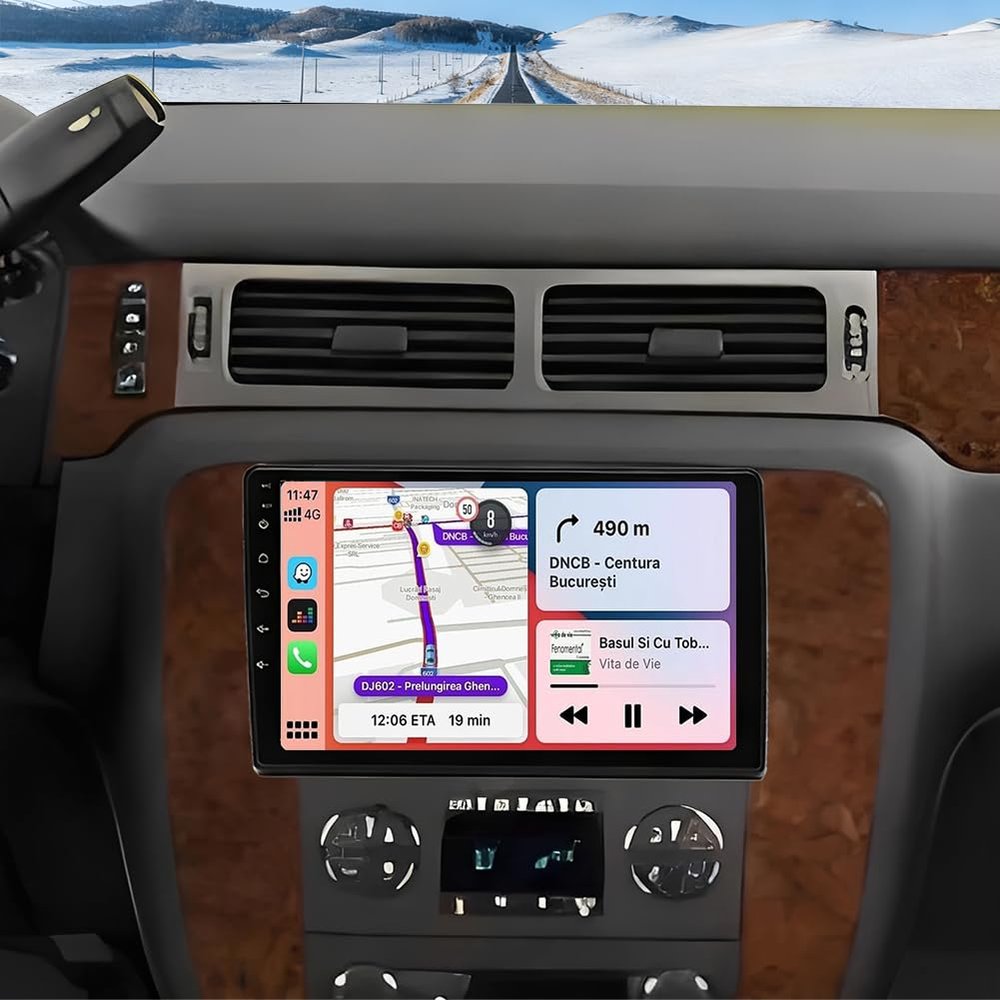 10.1 Inch Car Stereo for Chevy Tahoe 2007-2014 with Wireless CarPlay and Android Auto, Upgrade Android 14 Double Din Car Radio Head Unit Support GPS Bluetooth Voice Control WiFi FM SWC Camera, 2+32G
