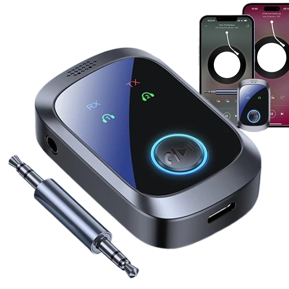 Wireless Adapter - Airplane Tool, Multipoint Stereo Link, Double Stream Audio, High Definition, Travel Electronic Gear, Small Black Device for Tvs PC Cell Phones Speakers Headphones
