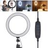 10in LED Ring Light Dimmable, Photography Lamp with Phone Clip, Foldable Tripod 3 Lighting Colors, USB Powered Studio Light for Live Streaming, Makeup, YouTube Videos view 2