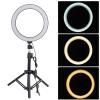 10in LED Ring Light Dimmable, Photography Lamp with Phone Clip, Foldable Tripod 3 Lighting Colors, USB Powered Studio Light for Live Streaming, Makeup, YouTube Videos view 4