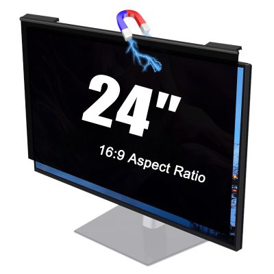 24" Magnetic Privacy Screen with Anti-Glare, Hanging Removable Anti-Blue/Glare Protector Film, Anti Scratch Screen for 16:9 Monitors,24in