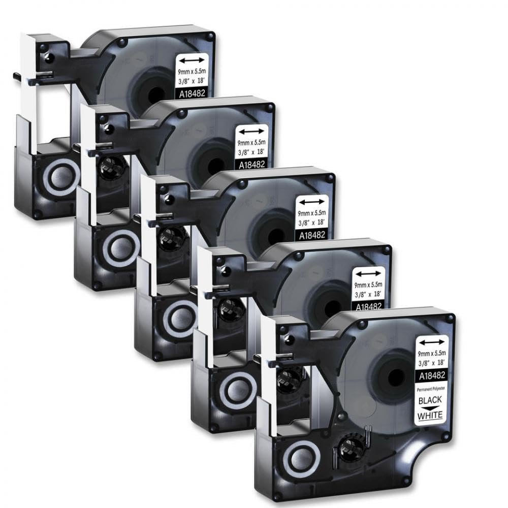 5 Pack Permanent Polyester Labels 9mm Compatible with 4200 5200