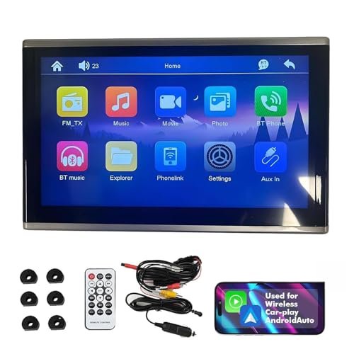 11.6" 4K IPS Car Headrest Monitor - 1080P Touchscreen, Ambient Lighting, Bluetooth, Compatible with Carplay & Android Auto, Perfect for Road Trips & Family Travel