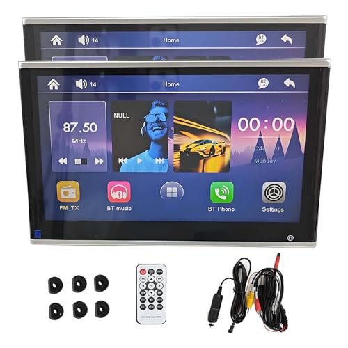2pcs 11.6" Car Headrest Monitors, 4K 1080P Portable Video Players with Ambient Lighting, AV Input/Output, USB/TF Support, Cordless Phone Mirroring, Back Seat Entertainment