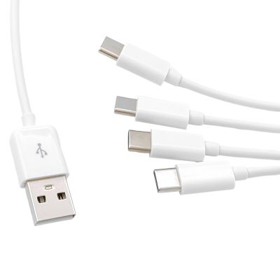 Mjaie 50cm Long USB to USB C Splitter Cable 4 in 1 Type C Charging Cord Wire for Mobile Phones and Tablets White/Black