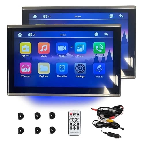 2pcs 11.6" Portable Car Headrest DVD Players, Dual Screen Play Same/Different Movies, Includes Mounting Brackets, USB/TF/AV Input, Supports iOS & Android Devices