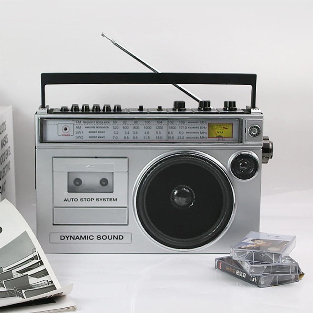 Portable Cassette Player Radio, Retro Cassette CD Player Boombox, AM/FM/SW Radio, Support SD/USB Input, for Family Gathering Travel