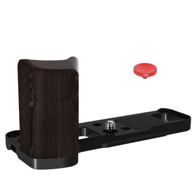 OURHZTB X100VI Handgrip Solid Wood L-Shape Grip with Quick Release Plate for Arca, Anti-Slid Handle Thumb Grip with Shutter Button Cap for FUJIFILM X100VI Camera Accessories (Black Ebony)