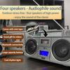 Retro Street Boombox with Bluetooth, Portable Mini Cassette Tape Player, with 4 Speakers, Remote Control, USB/Micro SD Slots, for Family Gatherings view 2