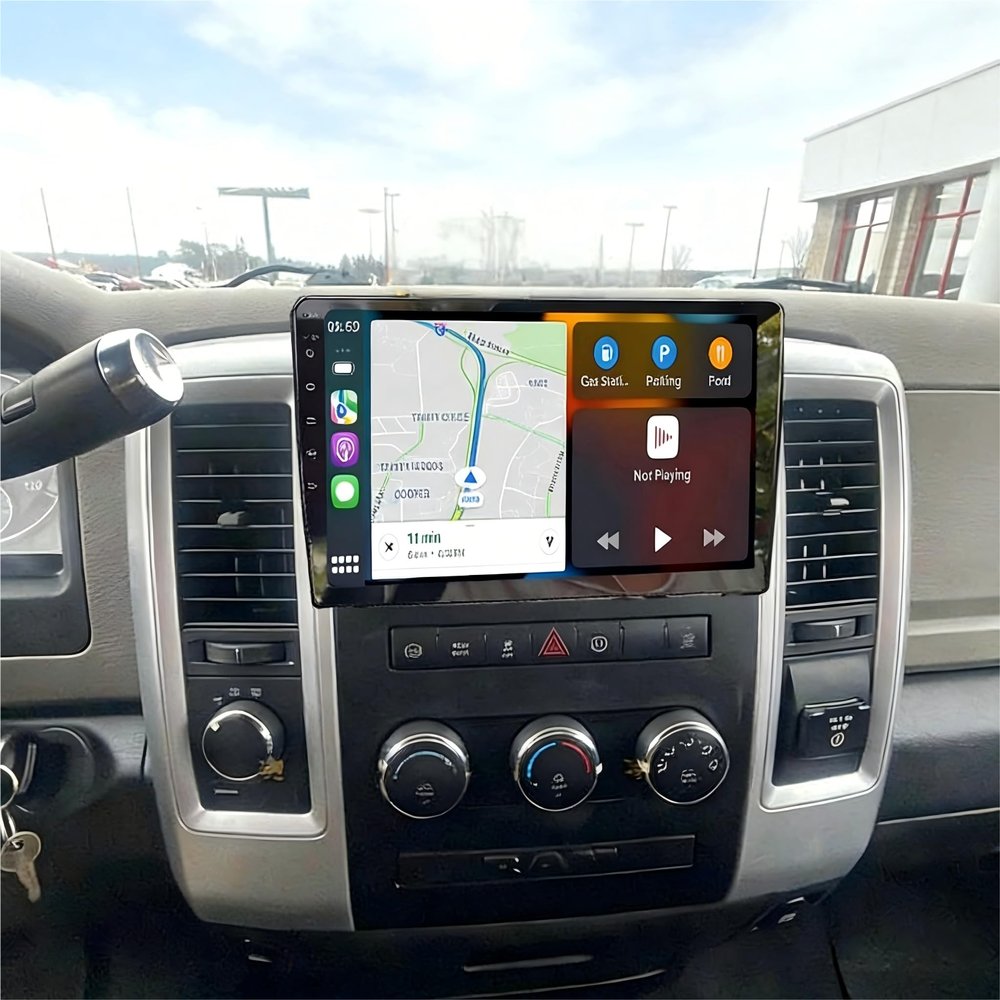 10-Inch Car Radio Stereo for Dodge RAM 1500 2500 Pickup 2009 2010 2011 2012 with Apple Carplay & Android Auto Voice-Controlled IPS Touch Screen GPS Bluetooth WiFi DSP FM RDS AHD Backup Camera, 2+32GB