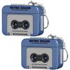 2Pcs Mini Tape Recorder Keychain, Plastic Recordable Retro Mini Cassette Tape Recorder Keychain for Backpacks, Handbags Microcassette Player view 2