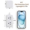 2 Pack Power Strip with 6 Outlets Charging Ports, 5Ft Flat Plug Extension Cord with Multiple Outlets, 3 Sided Design Outlet Extender (2PackHighvalue) view 3