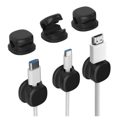 360 Rotatable Cable Management Clips - 3-Pack Self-Adhesive Cord Organizers For Desk, Car, Office, Home Use With No-Residue Adhesive(Black,3 Pack)