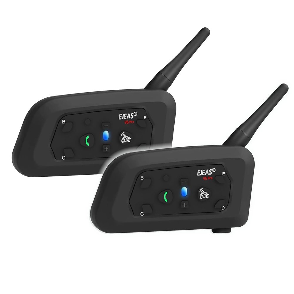 KUNFINE Motorcycle Bluetooth HeadsetSmart Bluetooth Headset for Motorcycle Helmets, Noise-Canceling Intercom, Long-Range & Hands-Free for Skiing and Climbing V6 Pro+(2 Pack)