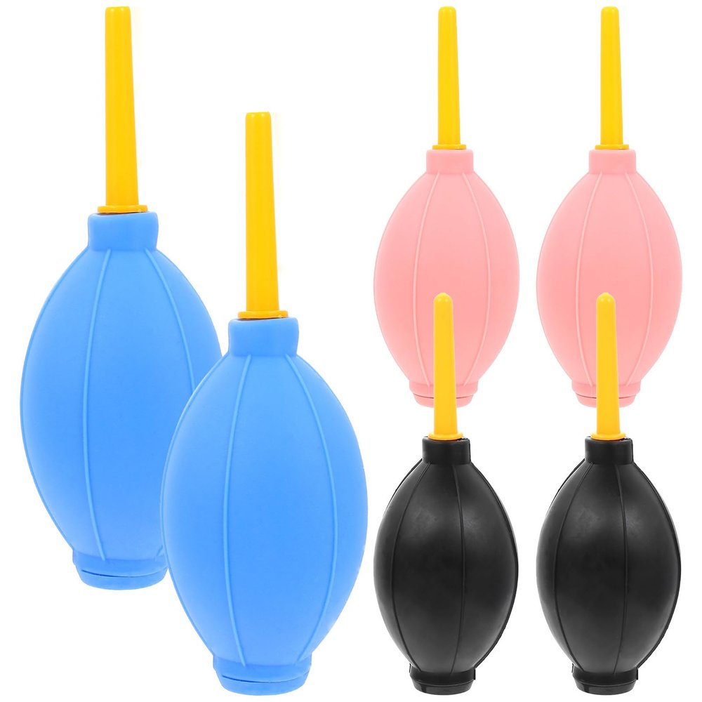 Alipis 6pcs Camera Lens Air Blower Dust Cleaner Set for Eyelash Extensions and Digital Devices, Silicone Dust Blowing Pump with Soft Rubber Ball for Portable Cleaning, Black, Pink, Blue