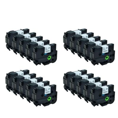20PCS Laminated Black On White 0.94 Inch Label Tape 24mm X 8m Compatible with Labelmaker TZe-251 TZe251 Tz-251