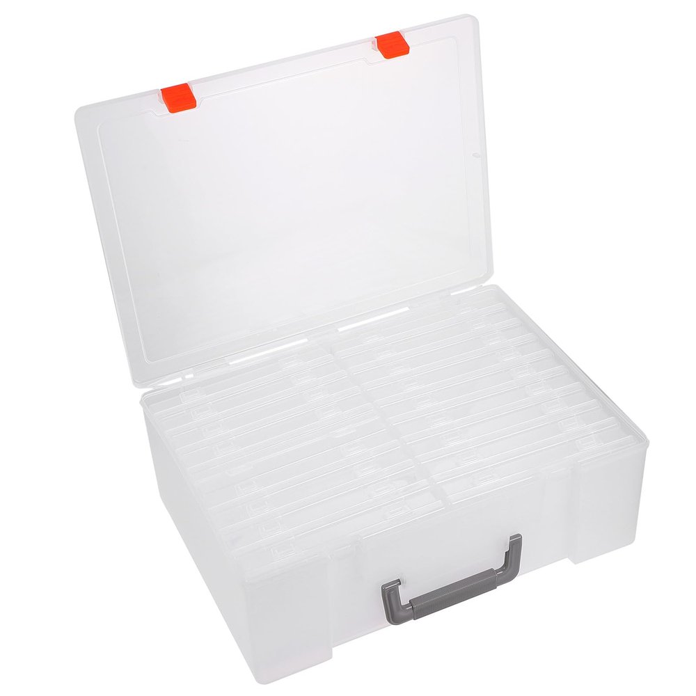 EXHUMKY Photo Storage Box Organizer with Handle for Large Photos and Craft Supplies for Home and Office Organization