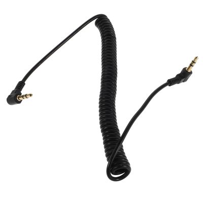 NUOBESTY Coiled 3.5mm Audio Cable with 90 Degree Right Angle Connectors, Retractable Aux for Headphones and Portable Stereo Devices, Sturdy Spring Cable for Travel and Home Audio
