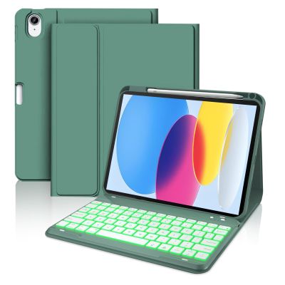 Backlit Keyboard Case for ipad (A16) 11th Gen 11 inch (2025) & ipad 10th Gen 10.9 inch (2022)-Slim Lightweight Stand Cover with Magnetically Detachable Wireless Bluetooth Keyboard (Dark Green)