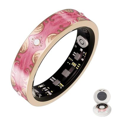 wrongduck Retro Bluetooth Smart Ring for Women Fitness Tracker Ring with Heart Rate, Sleep Monitoring, Blood Oxygen, Step Counting for iOS and Android (Pink, 8#)