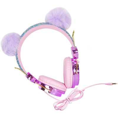 Alipis Headphones On-Ear Headset with Microphone for Boys and Unicorn Design Rhinestone Fuzzy Ball Over-Ear Headphones Compatible with Phone and Computer for Travel and Random Color