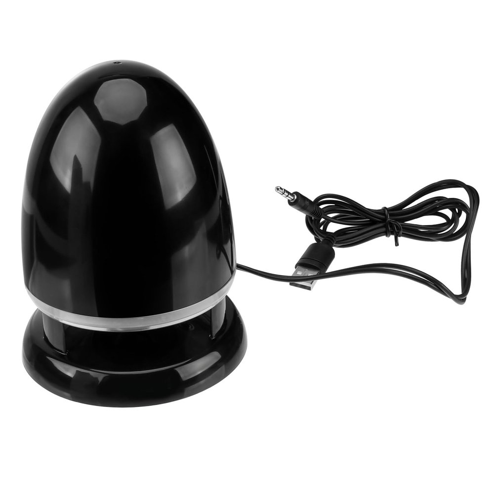 HEALSOPTHY Portable Plug-in Speaker with Aux Input and Colorful LED Light, Mini Multimedia Desktop External Speaker for Computer and Laptop, Black Blue, USB Powered, Compatible with Dc5v