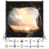 10X5ft Fabric Mountain Cave Backdrop Crystal Clear Forest Waterfall Vast Cavern Scenery Professional Background Adventure Camping Atmosphere and Eye-Catching Party Decorations Photo Studio Props view 2