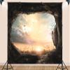10X5ft Fabric Mountain Cave Backdrop Crystal Clear Forest Waterfall Vast Cavern Scenery Professional Background Adventure Camping Atmosphere and Eye-Catching Party Decorations Photo Studio Props view 3