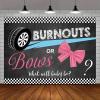 7x5FT Burnouts or Bows Gender Reveal Photography Background What Will Baby Be Photo Backdrop Banner Polyester Fabric Shooting Supplies Party Studio Props Booth Video Decorations view 4