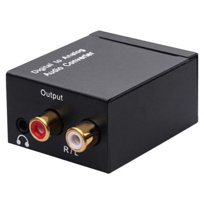 Optical to Analog - Fiber Coaxial Signal, R/L Audio Converter, Integrated Amplifier, 3.5mm Jack Link, Home Cinema Gear, Small Black Station for Digital Television Speaker Sound Accessory