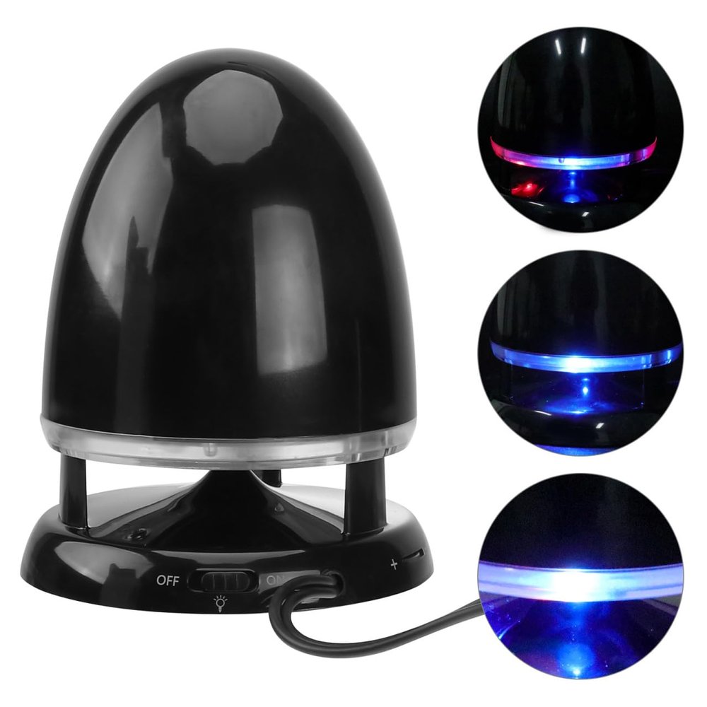 QUMIIRITY Multimedia Mini Speaker with LED Light, USB Plug-in External Speaker, Portable Aux Line-in Loudspeaker for Laptop and Computer Black Blue, Dc5v Compatible