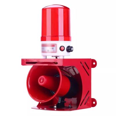 Industrial Sound and Light Alarm Siren, 0-120dB Adjustable Volume Safety Siren Alarm, Waterproof LED Strobe Light for Ports, Tunnels