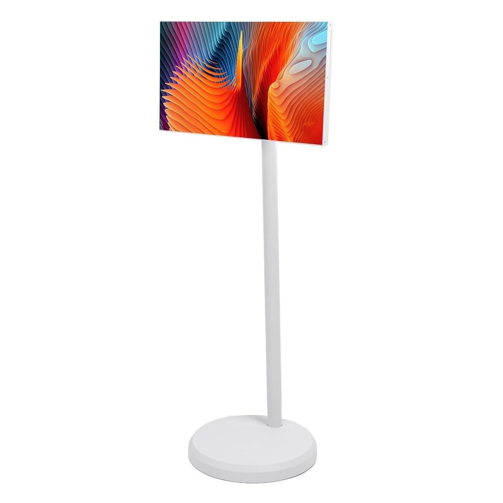 21.5 Inch Ultra Slim Portable Touch Screen TV Rotating Display Wheels Stand Live Streaming Monitor for Indoor Outdoor(4+64)