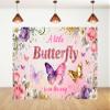 10x8ft Butterfly Baby Shower Backdrop Purple Butterfly Gold Spots Newborn Photo Booth A Little Butterfly is on The Way Photography Background Party Decorations Banner Photo Studio Props view 1