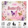 10x8ft Butterfly Baby Shower Backdrop Purple Butterfly Gold Spots Newborn Photo Booth A Little Butterfly is on The Way Photography Background Party Decorations Banner Photo Studio Props view 2