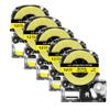 5 Pack SS12KW Compatible 12mm Label Tape Adhesive SC12YW for LW300 LW400 Label Maker(5PK Black on Yellow) view 1