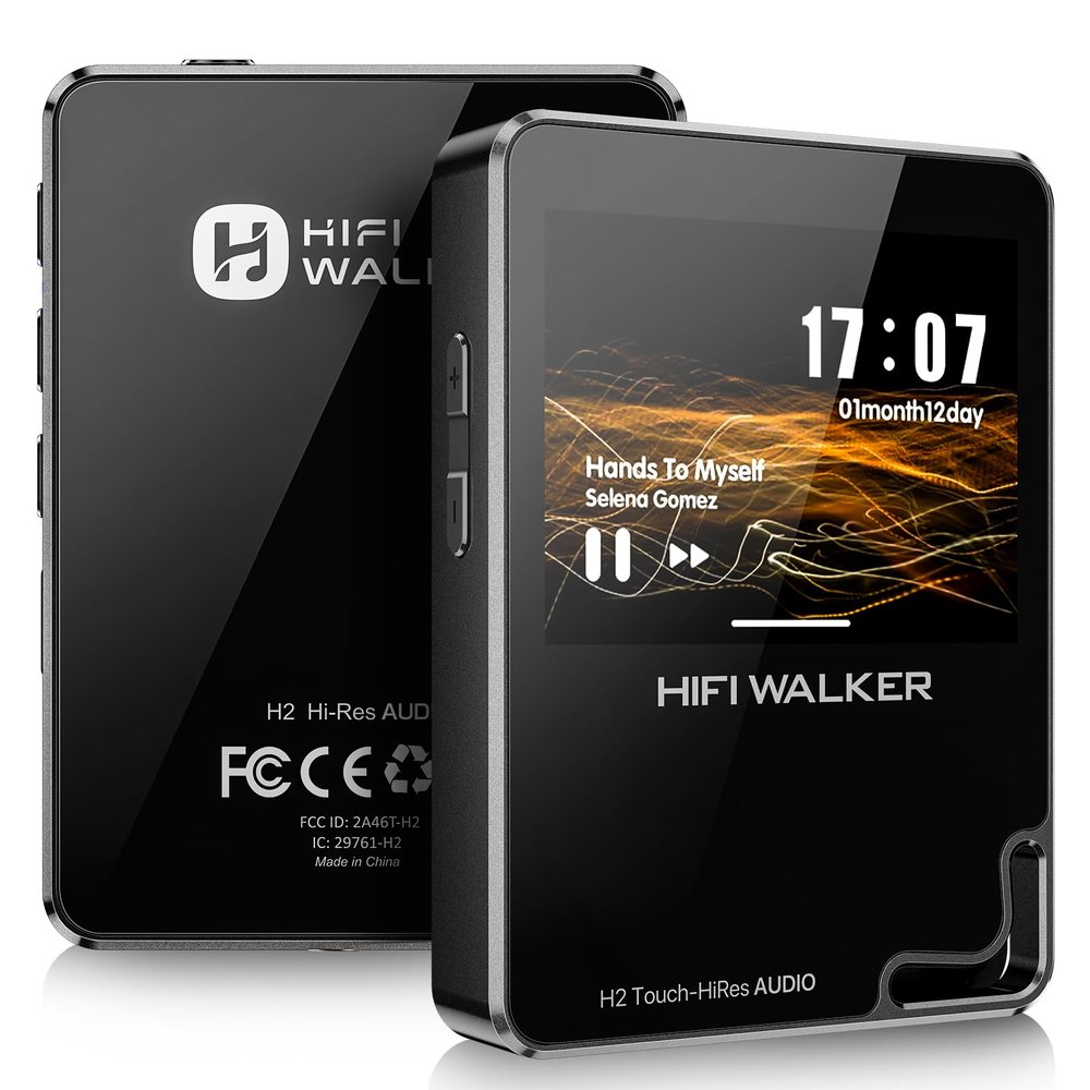 HIFI WALKER H2 Touch Hi-Res MP3 Player with Bluetooth, 2.4" HD Touchscreen, Lossless DSD FLAC Music Player, 64GB Memory Card Included, Supports up to 512GB