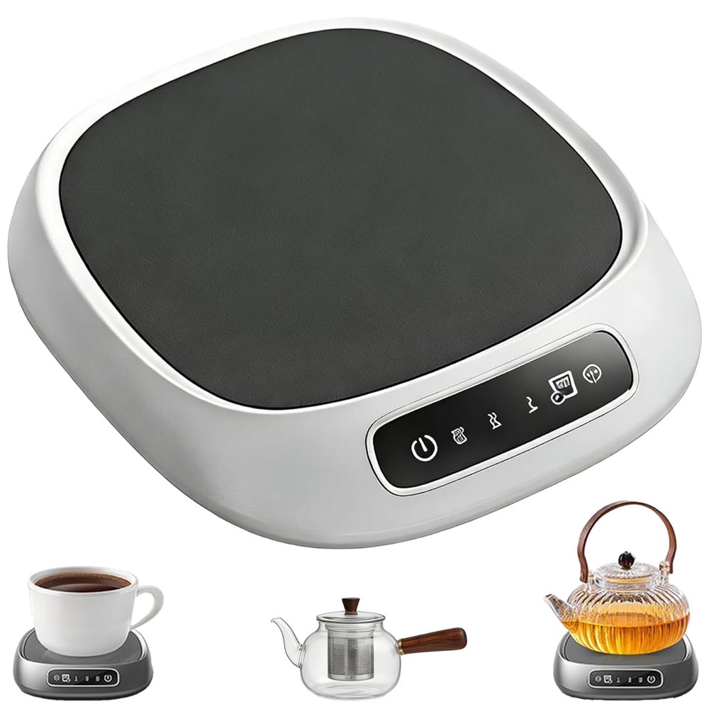 Coffee Mug Warmer, Rechargeable Cup Warmer, USB Charging Coffee Mug Warmer for Desk, Three Adjustable Electric Drink Cup Heater, Travel Ready for Desk Kitchen Travel (White)