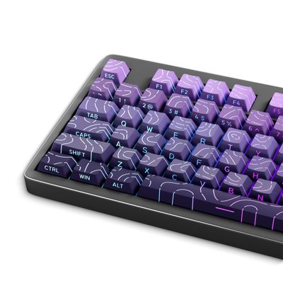 133 Aesthetic Shine Through PBT Keycaps, Purple Gradient, Long Lasting & No Fade, Modern Topographic Keycaps for Mechanical Keyboard - Ergonomic (Doubleshot, MX, Fit All Layout,Cherry)