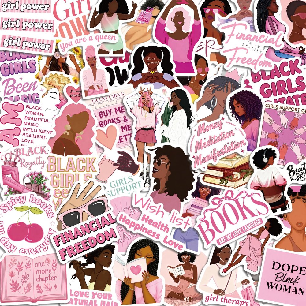 50PCS Pink Vision Board Stickers Black Girl Magic Sticker Motivational & Inspirational Sticker Empowerment and Inspirational Theme