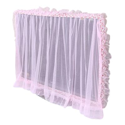 monitor cover cute Lace Fabric Door Curtain TV Circle Can Be Flipped Dust Cover Monitor Screen Home Decorations With Elastic(Pink,27-32inches)