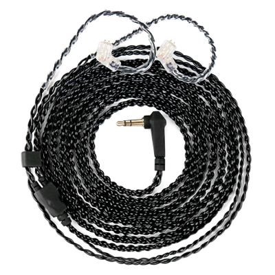 1.5 Meter QDC in Ear Monitor Cable CCA CRA IEM Extension Headphone Cable Cords for EDX PRO/Castor/KZ ZS10 PRO/ZAR/ZAX/ZAS/AS16/ZSNPRO, CCZ 4N OFC Silver-Plated Wire (Inky, Recessed 2 Pins, 3.5mm Plug)