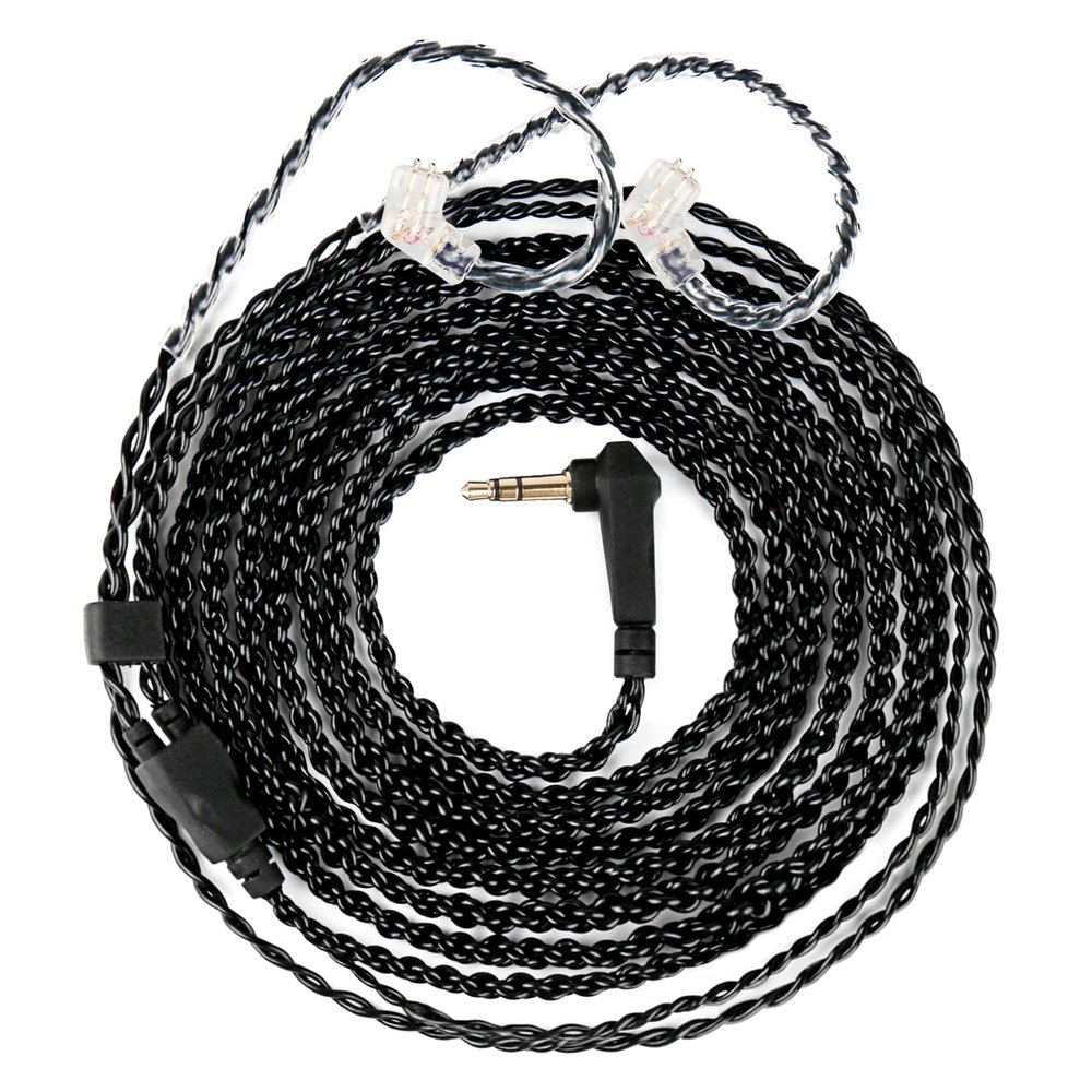 1.5 Meter QDC in Ear Monitor Cable CCA CRA IEM Extension Headphone Cable Cords for EDX PRO/Castor/KZ ZS10 PRO/ZAR/ZAX/ZAS/AS16/ZSNPRO, CCZ 4N OFC Silver-Plated Wire (Inky, Recessed 2 Pins, 3.5mm Plug)