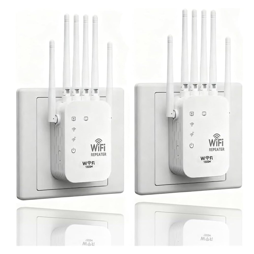 WiFi Extender 6 Antenna, Long Range Outdoor WiFi Booster & Amplifier, Wireless Repeater Extender with Ethernet Port for PC, Outdoor Coverage, Enhanced Network Range(2PCS)