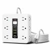 2026 Upgraded 16-in-1 Power Strip with Switch & Surge Protection, ETL Listed Fireproof Power Strip, 6.6FT Flat Plug Power Strip - 12 AC Outlets & 2 USB-C, 2 USB-A with Overload Protection (White) view 1