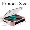 Portable Bluetooth CD Player with LED Display, Rechargeable Wireless CD Player Portable, USB/SD/AUX/FM for Home, Car & Outdoor (Pink) view 2